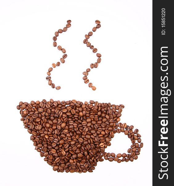 Cup of coffee shape from beans