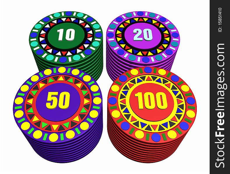 3d illustration of casino chips