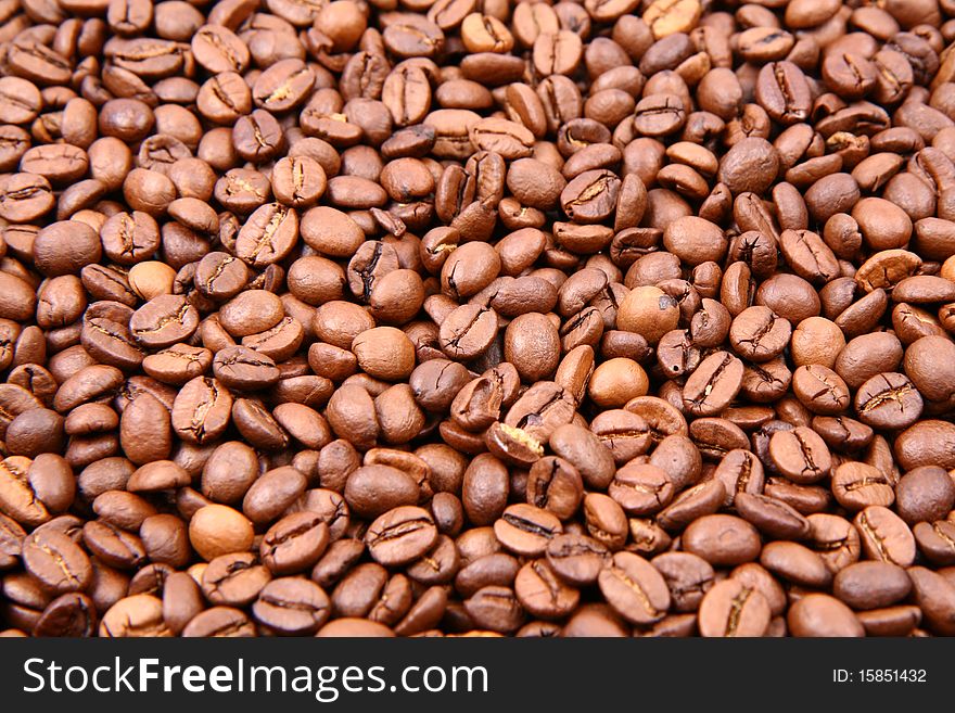 Coffee beans in close up - background