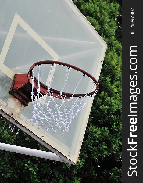 Close up of basketball hoop and net. For concepts such as sports and exercise, and healthy lifestyle.