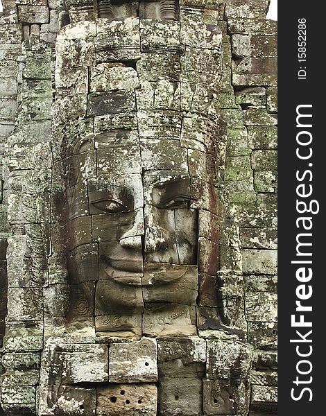 The Angkor Khmer buddha face. The Angkor Khmer buddha face