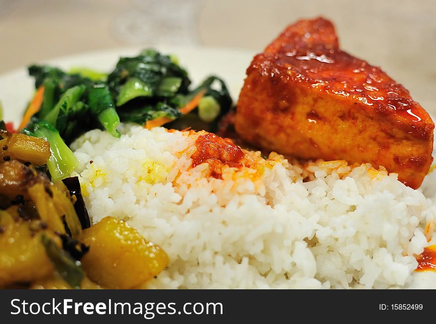Asian Cuisine Of Rice And Vegetables