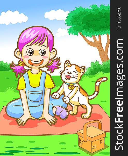 Girl and cat