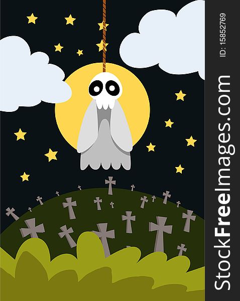 Image of a ghost that haunts in cemetery on Halloween night. Image of a ghost that haunts in cemetery on Halloween night.