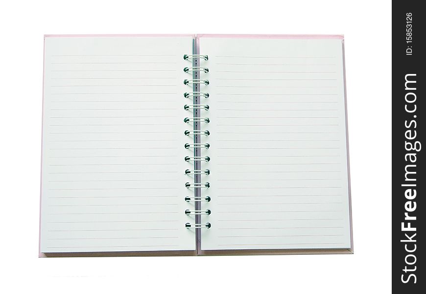 The note book on a white background