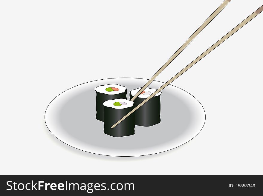 The abstract sushi rolls background