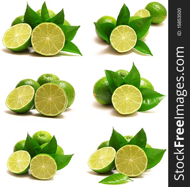 Limes and mint isolated on white background. Limes and mint isolated on white background