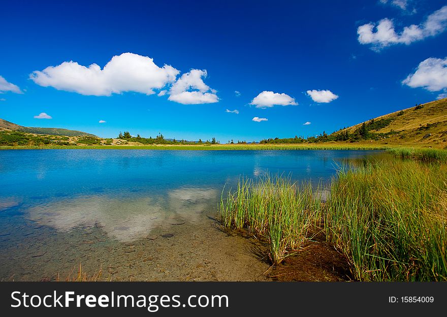 Beautiful lake in Carpathian mountain