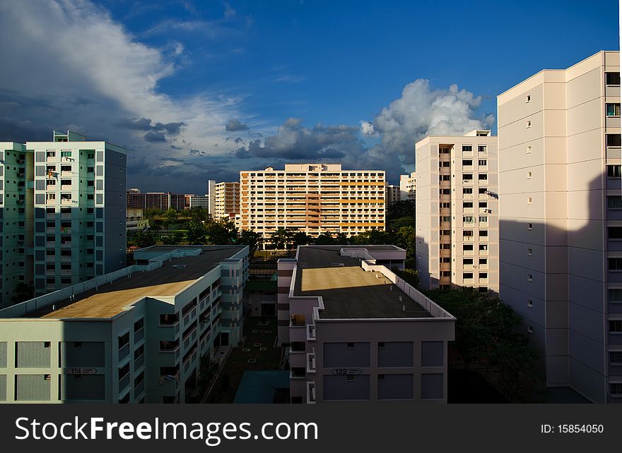 Public apartment housing called HDB flats in Singapore. More than 80% of Singapore's population live in HDB flats, with 95% of them owning their HDB flat. Public apartment housing called HDB flats in Singapore. More than 80% of Singapore's population live in HDB flats, with 95% of them owning their HDB flat.