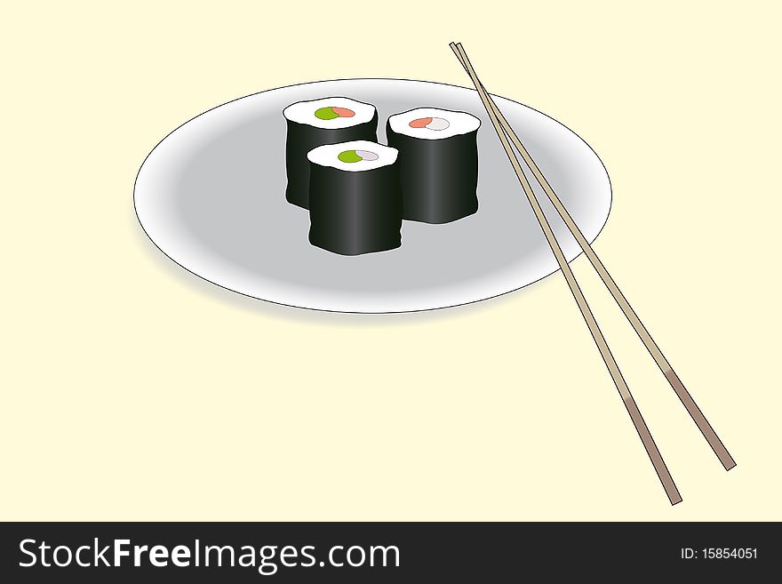 The abstract sushi rolls background