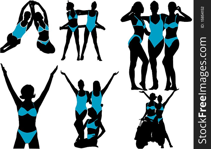 Silhouettes fitness woman have fun