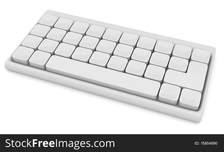 Grey keyboard isolated on white background. Made in 3d