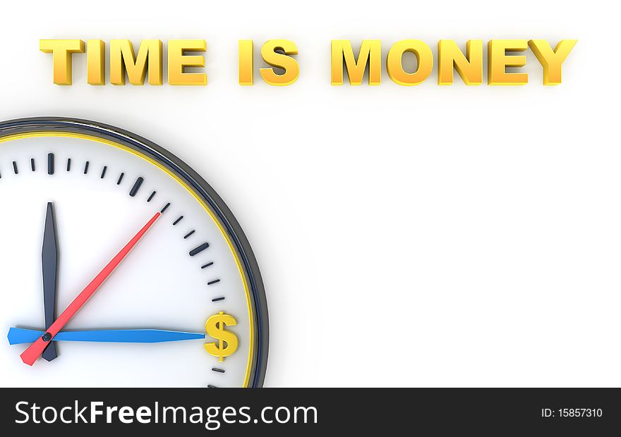 Time is money concept isolated on white