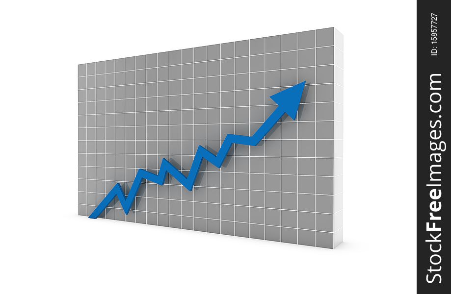 A 3D Business Graph Arrow Blue