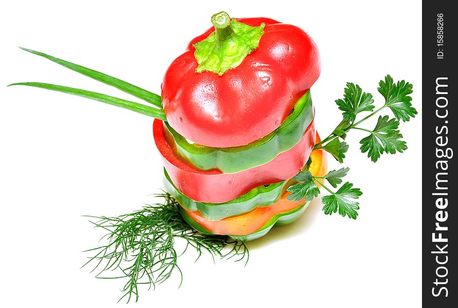 Mixed Peppers In Stack