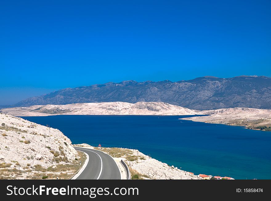 Panorama of the beautiful bay and mountains