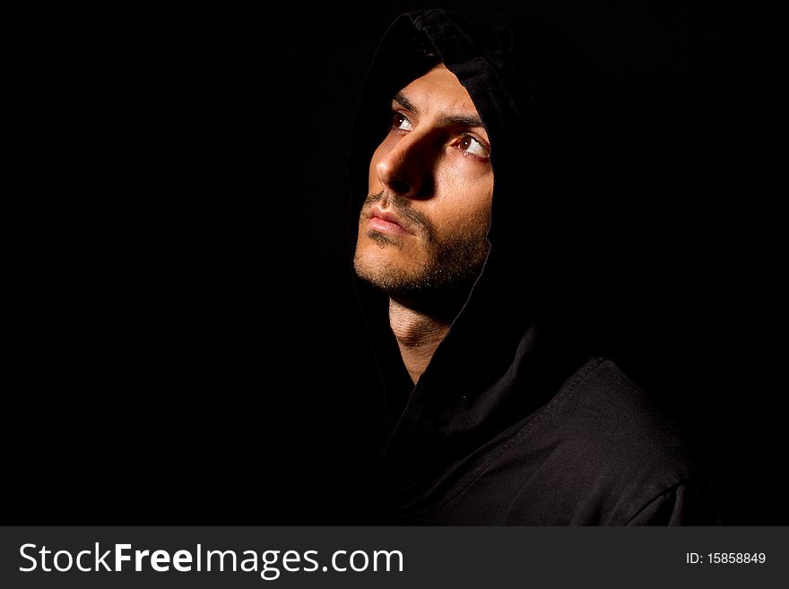 Portrait of a male model in the dark