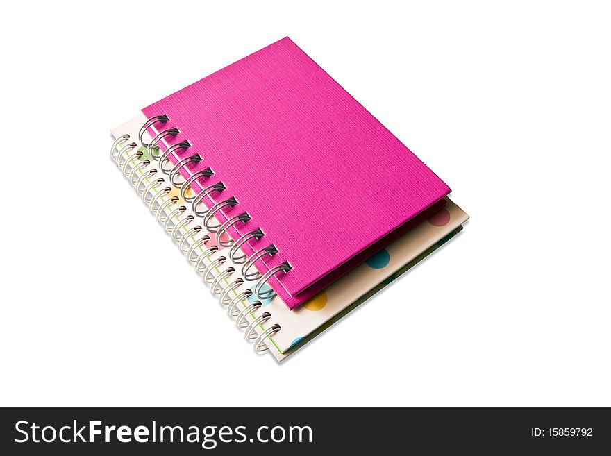 Isolated of pink and white notebooks. Isolated of pink and white notebooks
