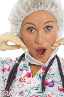 Humorous Close-up Portrait Of Young Nurse Royalty Free Stock Image Humorous Close-up Portrait Of Young Nurse Royalty Free Stock Image