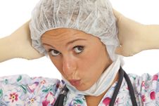 Humorous Close-up Portrait Of Young Nurse Stock Photography Humorous Close-up Portrait Of Young Nurse Stock Photography
