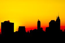 Shaddow Of The Big City, New York At Sunset Stock Image