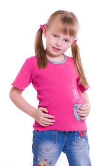 Little Girl Posing On Front Of Camera Royalty Free Stock Photo