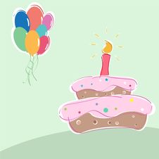 Vector Birthday Cake And Balloons Royalty Free Stock Image Vector Birthday Cake And Balloons Royalty Free Stock Image