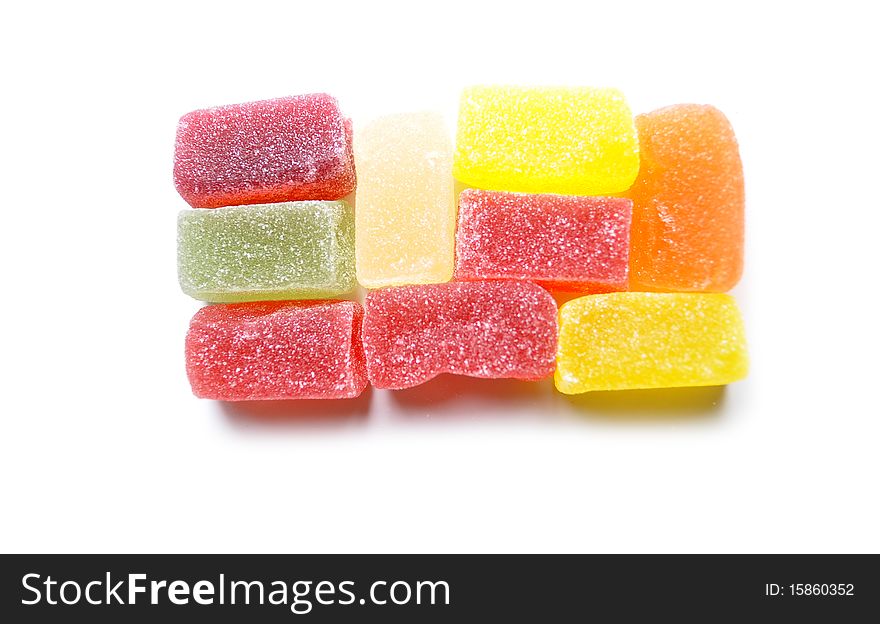 Candy Chew Fruit Drops Laid Out Neatly in Form. Candy Chew Fruit Drops Laid Out Neatly in Form