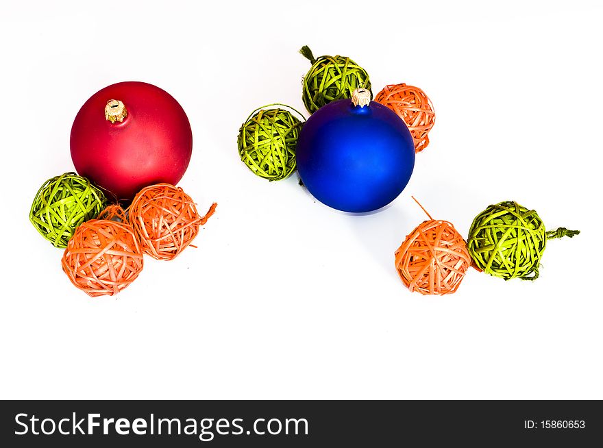 Various christmas decorations isolated on white