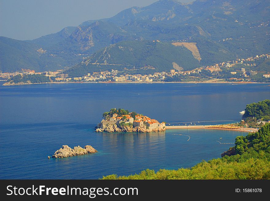 Panorama of Sveti Stefan, Montenegro