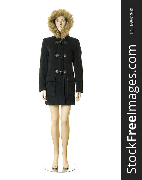 Mannequin In Winter Coat With Hood | Isolated