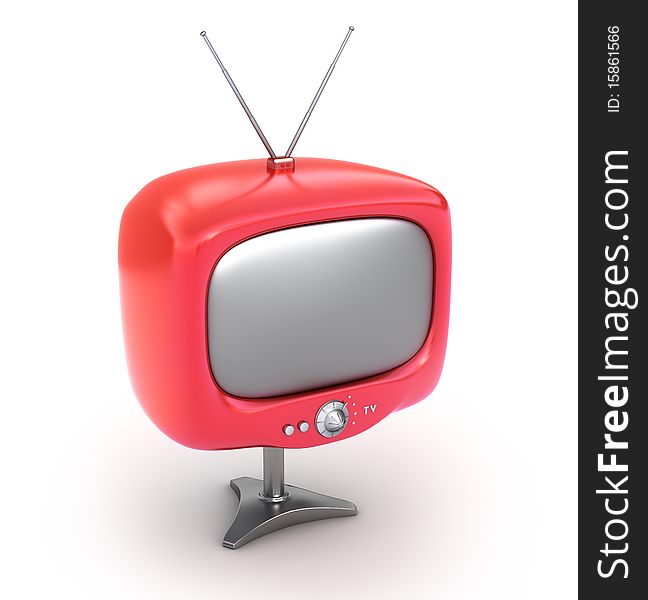Red retro TV Set