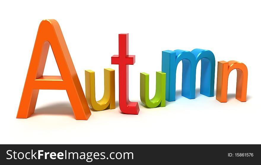 Word autumn with colourful letters. 3D concep