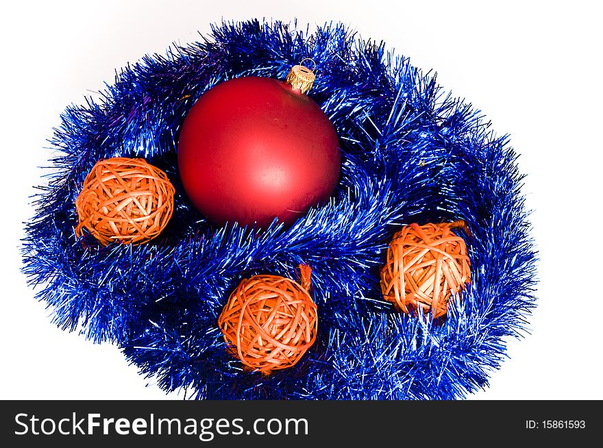 Bomblets on christmas chains isolated on white