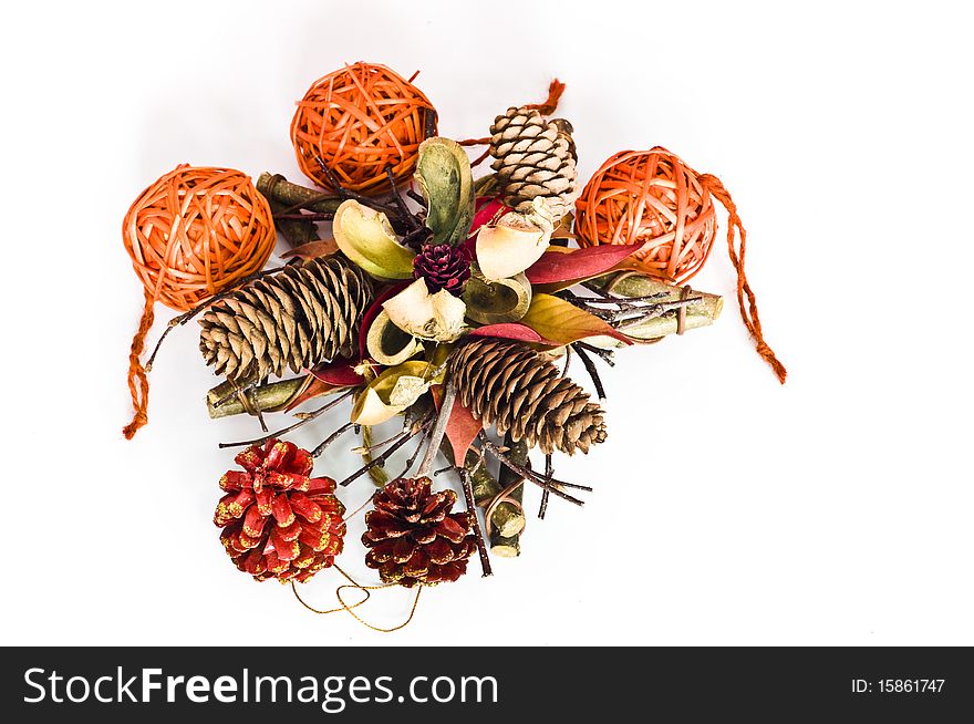 Christmas decorations - cones, bomblets, chains