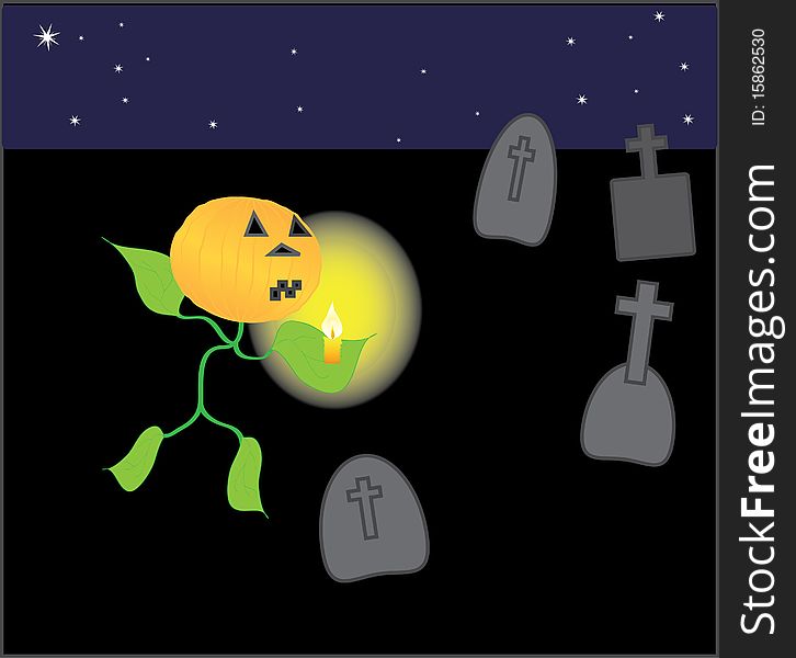 Halloween, starry night at the cemetery. Halloween, starry night at the cemetery