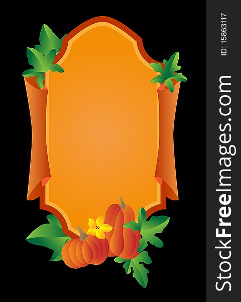 Frame, background with a pumpkin. Vector illustration.