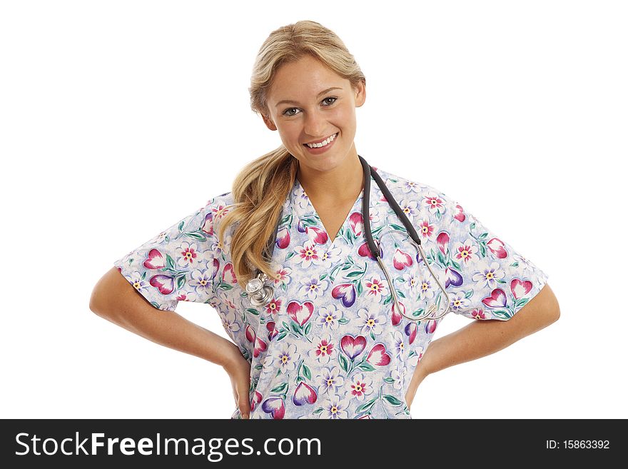 Portrait Of Young Nurse With Stethoscope