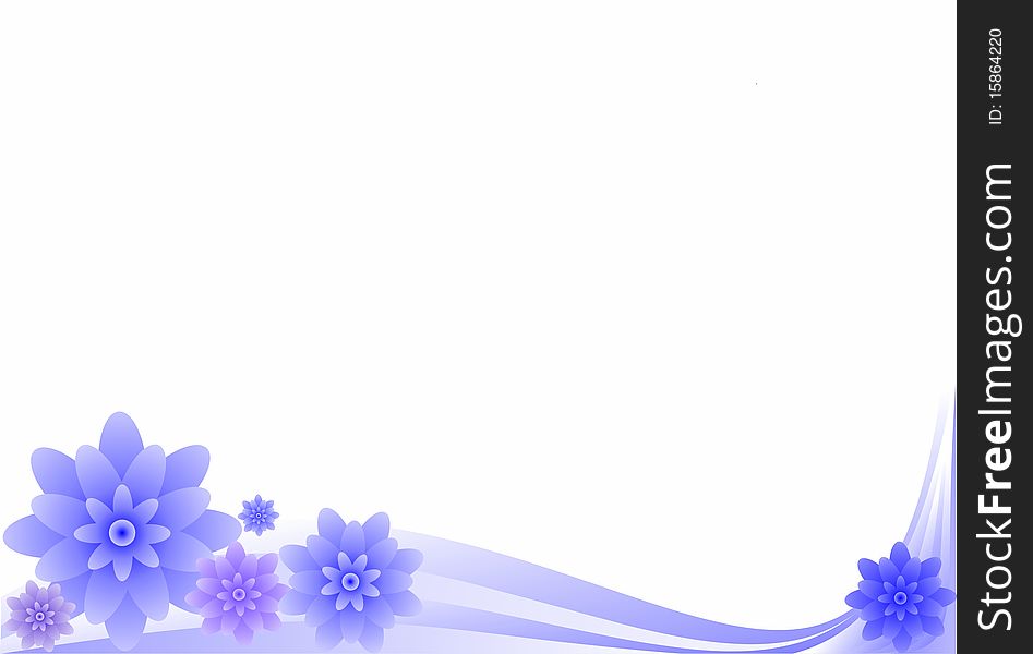 Blue flowers on a white background with place for your text. Blue flowers on a white background with place for your text
