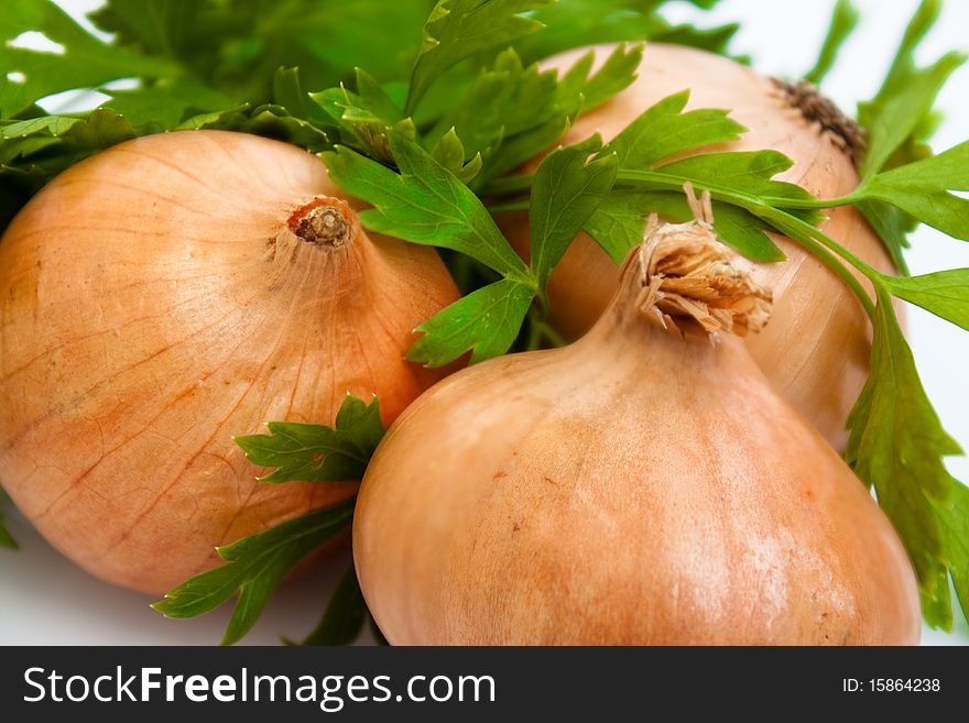 Onion and parsley for a delicious diner. Onion and parsley for a delicious diner