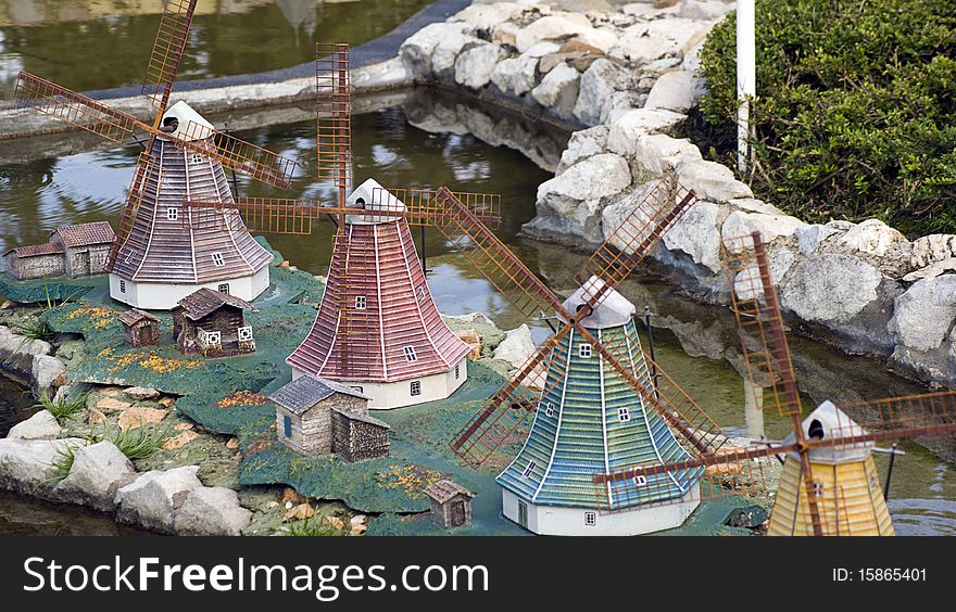 Nederland windmills miniature from park in italy