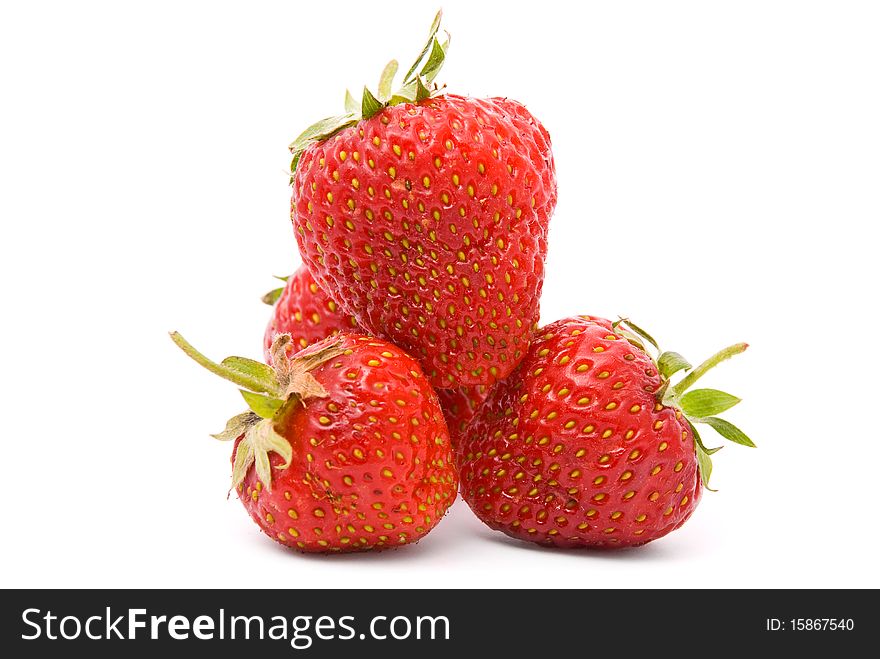 A ripe strawberry on white