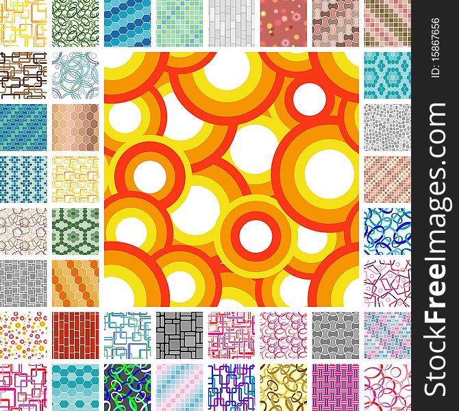 Many seamless tile vivid patterns. Many seamless tile vivid patterns