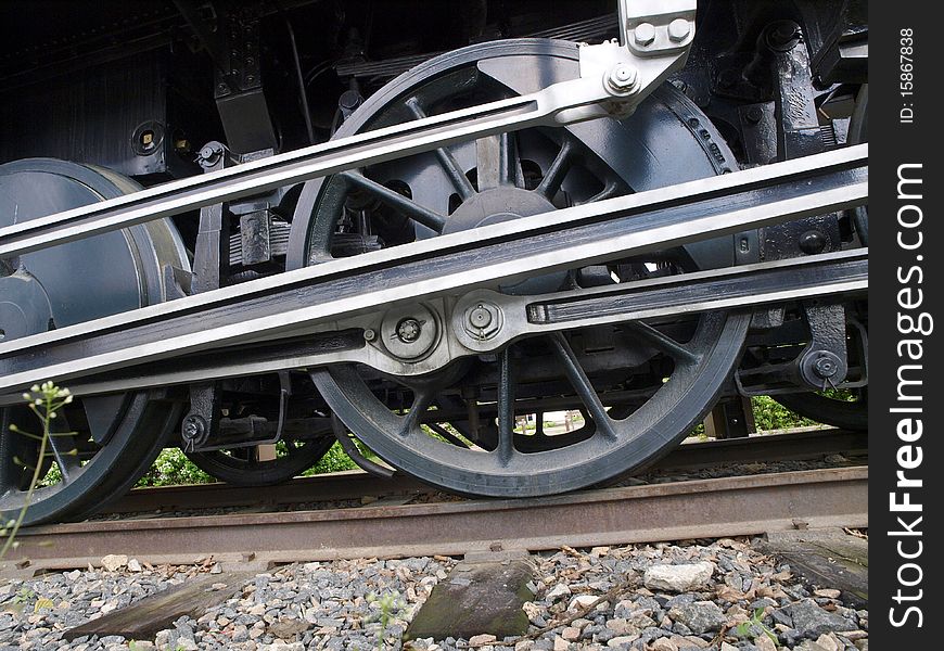 Wheels of an old steam locomotive. Wheels of an old steam locomotive