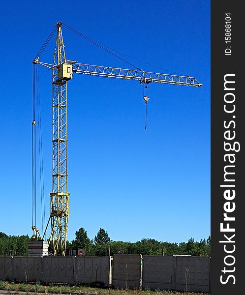 High-altitude construction crane. Work places. High-altitude construction crane. Work places