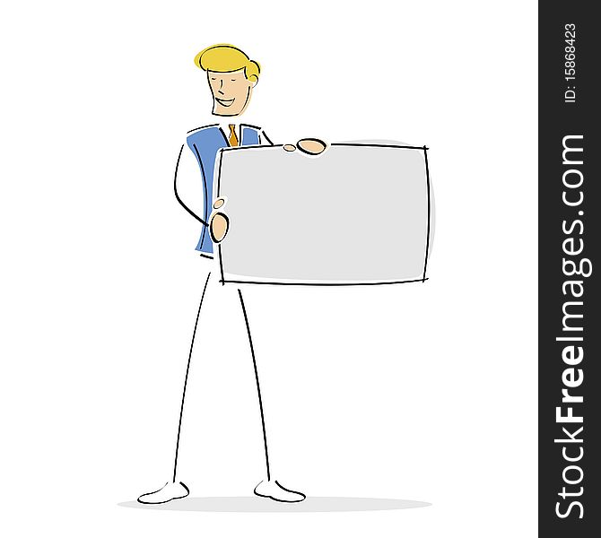 Vector Man Holding Blank Board