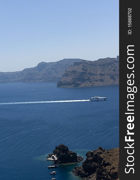 Gorgeous view of romantic Santorini's coast. Greece.