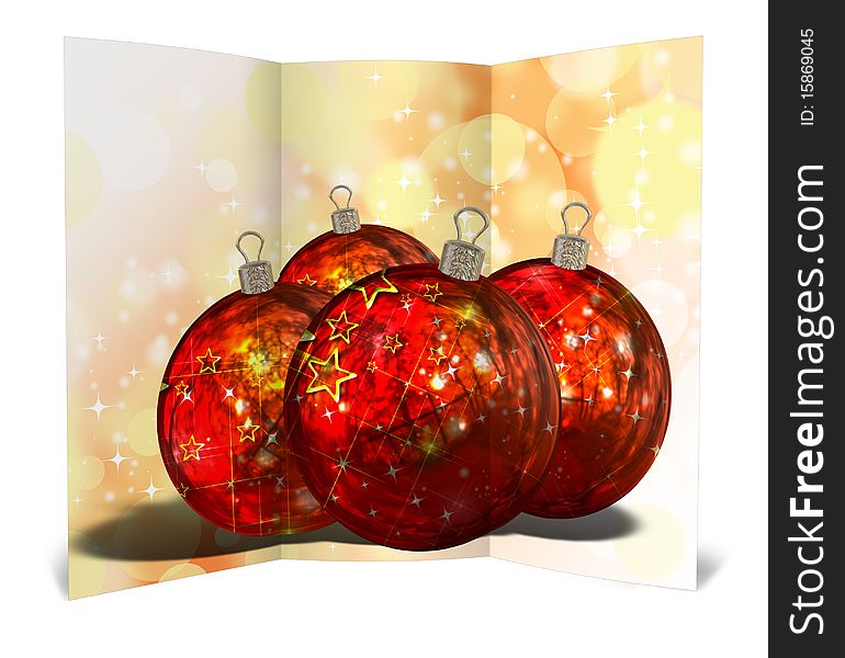 3D christmas greeting card on a white background