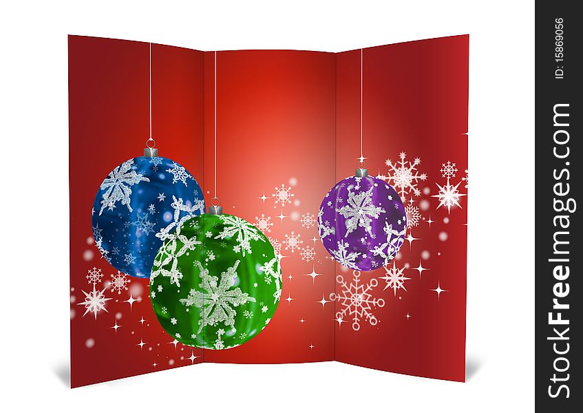 3D christmas greeting card on a white background