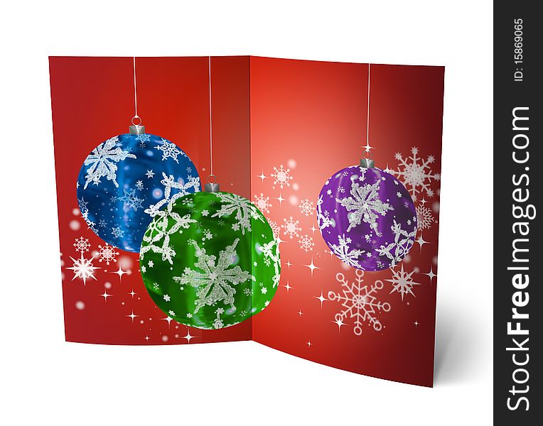 3D christmas greeting card on a white background